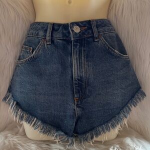Denim Frayed Hem Women Shorts